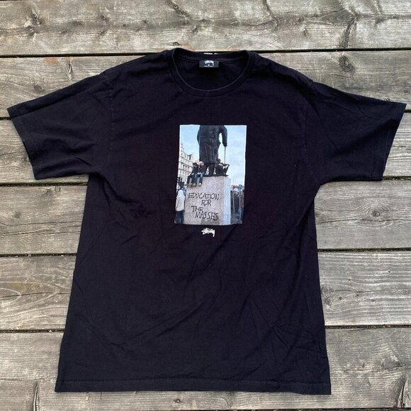 Vintage Stussy Education for the Masses Graphic T Shirt Medium - Picture 2 of 7